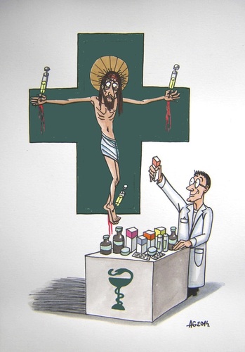 Cartoon: Jesus Christ Medicstar (medium) by caknuta-chajanka tagged christ,jesus,medics,pharmacy