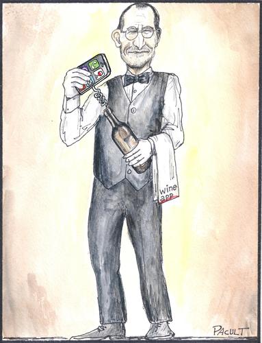Cartoon: wine app (medium) by ANDRZEJ PACULT tagged cell,phone,app,mobile,unlimited,minutes,4g,network,jobs