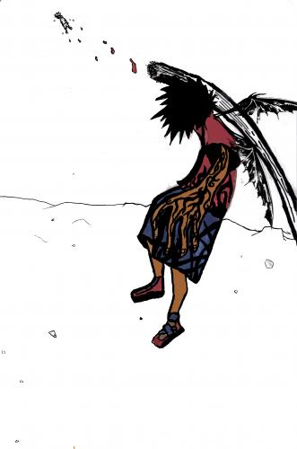 Cartoon: cool manga (medium) by N-jin tagged hit,wings,devil,blood,jump,tribal