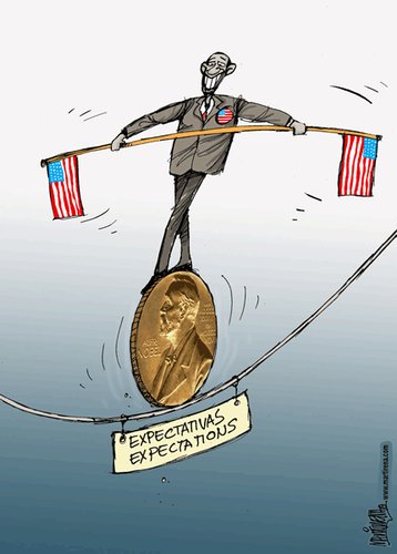 Cartoon: Nobel de Obama (medium) by martirena tagged nobel,de,obama