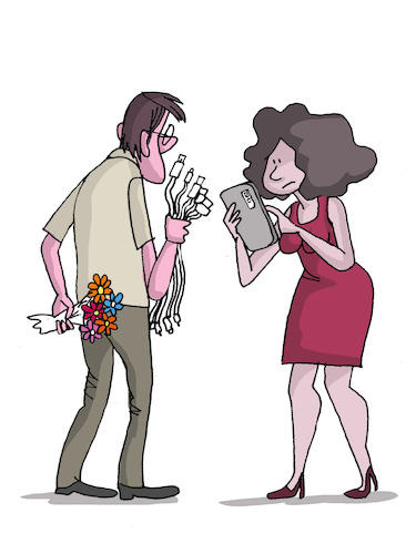 Cartoon: Obsession with technology (medium) by martirena tagged technology