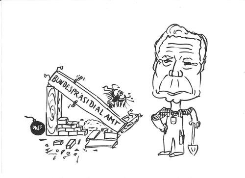 Cartoon: Aufräumkommando... (medium) by tristanactor tagged gauck,bundespräsident,wulff,bundespräsidialamt