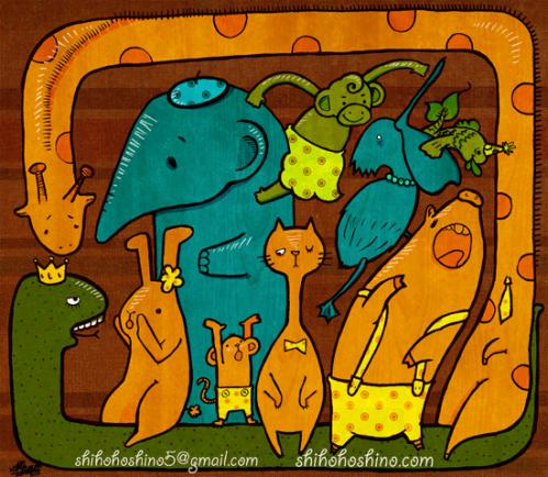 Cartoon: animals (medium) by shihohoshino tagged animal,pig,elephant,rabbit,snake,cat,rat,giraffe,photoshop,texture