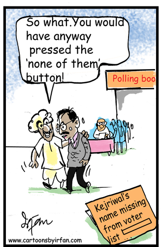 Cartoon: Arvind Kejriwal cant vote.... (medium) by irfan tagged politics