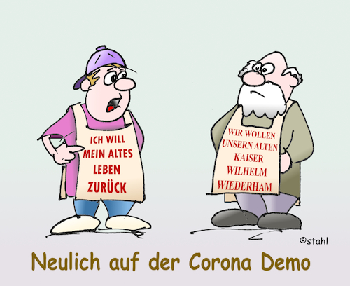 Cartoon: Corona Demo (medium) by wista tagged corona,virus,demo,demonstration,protest,maske,maskenpflicht,grundrechte,altes,leben,zurück,freiheit,gesundheit,rechte,pflichten,justiz,politik,auflagen,beschränkungen,abstand,bar,kneipen,feiern,kundgebung,polizei,regeln,infektion,verschwörung,jung,alt