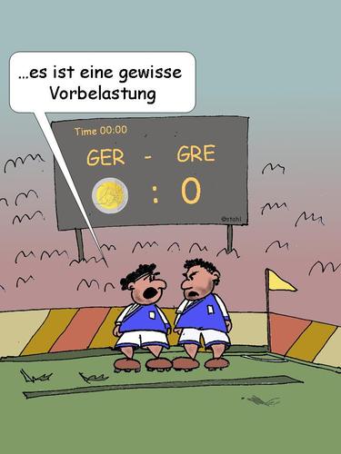 Cartoon: Deutschland Griechenland (medium) by wista tagged belastung,2012,euro,fussball,griechenland,deutschland,spiel