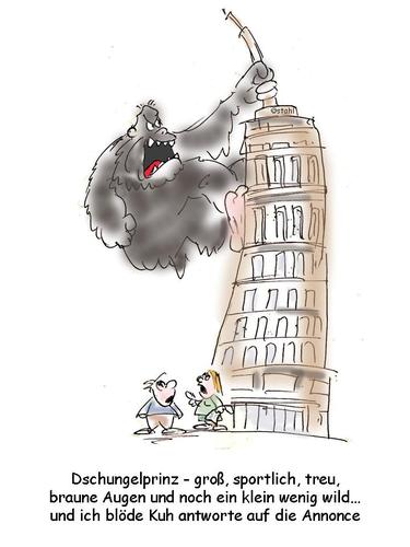 Cartoon: Heiratsanzeige (medium) by wista tagged heirat,heiratsanzeige,heiratsannonce,annoce,anzeige,gorilla,frau,mann,king,kong,hochhaus,wolkenkratzer,empire,state,building