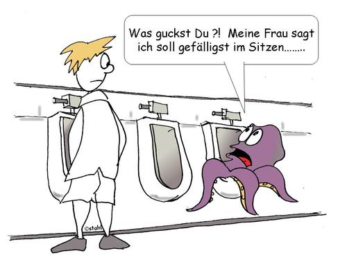 Cartoon: Im Sitzen (medium) by wista tagged pinkeln,sitzen,im,klo,nicht,stehen,urinal,pissoir,toilette,krake