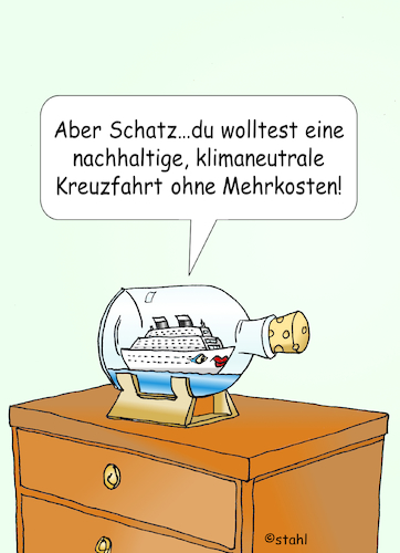 Cartoon: klimaneutrale Kreuzfahrt (medium) by wista tagged urlaub,kreuzfahrtschiff,schiff,kreuzfahrer,kreuzfahrt,klima,klimaneutral,nachhaltigkeit,nachhaltig,preis,kosten,mehrkosten,meer,sonne,billig,billigurlaub,turn,co2,kohlendioxid,ökobilanz,ökologie,buddel,buddelschiff,familie,familienurlaub,diesel,schiffsdiesel