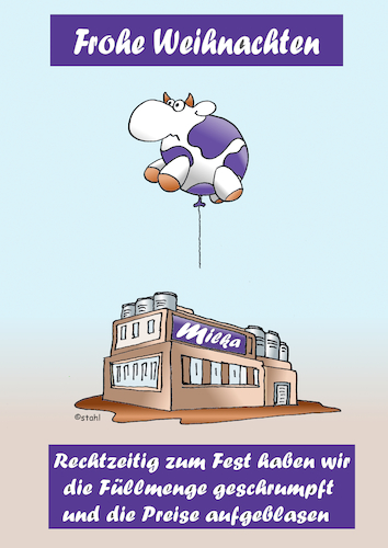 Cartoon: Mogelpackung (medium) by wista tagged milka,mogelpackung,schokolade,gewicht,verpackung,größe,füllmenge,packungsgröße,schrumpfen,geschrumpft,weihnachtsmann,verbraucher,kunde,kunden,preis,preise,preiserhöhung,aufblasen,aufgeblasen,kuh,lila,verbraucherschutz,verbraucherschützer,geld,finanzen,lebensmittel,süßwaren,weihnachten,schoko,fest,festtage