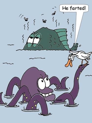 Cartoon: Octopus 1 (medium) by wista tagged octopus,krake,duck,ente,oktopus,fish,fisch