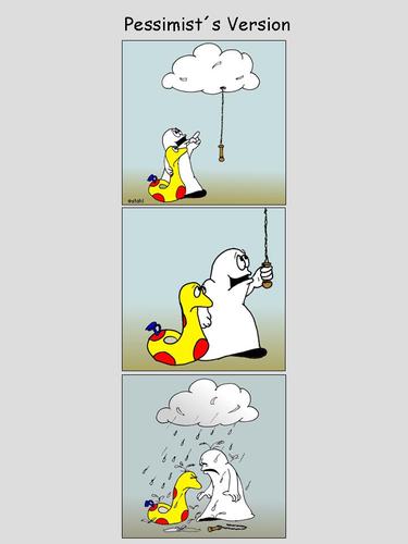 Cartoon: Pessimists Version (medium) by wista tagged regen,wolke,pessimist,optimist,kalaschnikow,ginger
