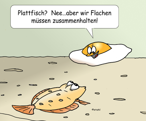 Cartoon: Plattfische (medium) by wista tagged plattfisch,plattfische,fisch,flunder,scholle,ei,spiegelei,meer,eier,essen,trinken,nordsee,seezunge,restaurant,eigelb,eiweiss,cholesterin,fettsäuren,omega,rührei,diät