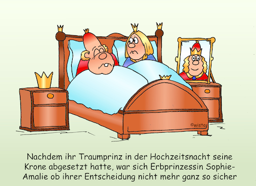 Cartoon: Traumprinz (medium) by wista tagged prinz,prinzessin,traumprinz,heirat,enttäuschung,könig,adel,krone,königreich,märchen,märchenprinz,bett,hochzeitsnacht,bild,bilder,prinz,prinzessin,traumprinz,heirat,enttäuschung,könig,adel,krone,königreich,märchen,märchenprinz,bett,hochzeitsnacht,bild,bilder