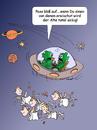 Cartoon: Begegnung der dritten Art (small) by wista tagged alien,ufo,engel,gott,zusammenstoß,unfall,verkehr,weltall,universum,grüne,männchen,fliegende,untertasse,engelchen,flügel,fliegen