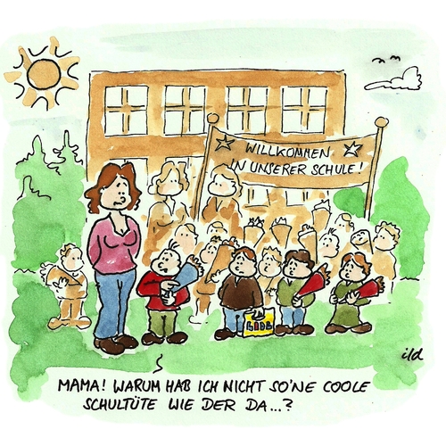 Cartoon: Coole Schultüte (medium) by achecht tagged schule,einschulung,schultüte,erste,klasse,schule,einschulung,schultüte,erste,klasse