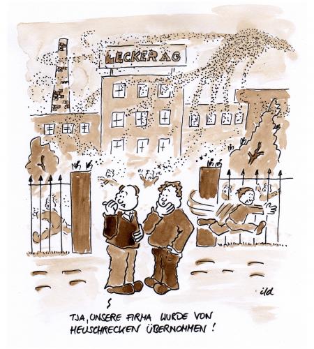 Cartoon: Heuschrecken (medium) by achecht tagged heuschrecken,wirtschaft,firmenübernahme,firmenkauf,kauf,unternehmen,feindliche,übernahme,investor,investition