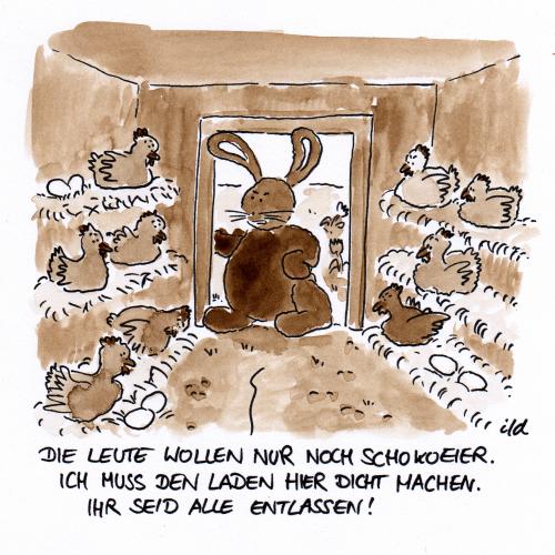 Cartoon: Nur noch Schokoeier (medium) by achecht tagged ostern,osterhase,hase,huhn,hühner,eier,ostereier,osterei,schuppen,hühnerstall,stall,entlassung,wirtschaft,konsum,entlassen,krise,wirtschaftskrise,konsumverhalten,schokolade,ostern,osterhase,hase,huhn,hühner,eier,ostereier,osterei,hühnerstall,stall,entlassung,wirtschaft,kündigung,job,arbeit,arbeitslos,ei,vögel,vogel,tier,tiere,handel,verkauf,landwirtschaft,bauernhof,bauer,schokolade,süßigkeiten,kultur,tradition