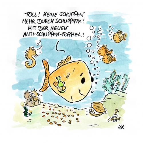 Cartoon: Schuppifix (medium) by achecht tagged fisch,beauty,schuppen,anti,formel,wellness,kopfwaschmittel,schampoo,haarwaschmittel,fisch,unterwasser,meer,schuppen,shampoo,schönheit,krankheit,haut,kopf,pflegemittel,waschen,duschen,bad,kopfwaschmittel,haarwaschmittel,formel,wellness