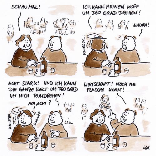 Cartoon: Welt drehen (medium) by achecht tagged kopf,drehen,welt,trunkenheit,betrunken,korn,flasche,kneipe,trinken,absturz,alkohol,bier,korn,flasche,kneipe,bar,absturz,betrunken,trinken,trunkenheit,fähigkeit,talent,kunststück,kopf,saufen,betrinken,besoffen,männer,freunde,freundschaft,sinne,wahrnehmung,wahrnehmungssinn,promille,motorik