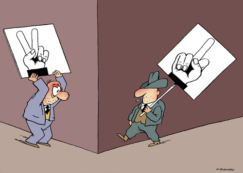 Cartoon: antagonist (medium) by Dubovsky Alexander tagged policy,victory,crime