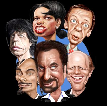 Cartoon: Faces of fame (medium) by Terry Dunnett tagged celebrity,caricatures,digital,photoshop