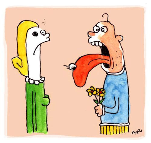 Cartoon: Bad Date (medium) by ari tagged beziehung,blumen,tragik,liebe,treffen,rendezvous,paar,unfall,zunge,date