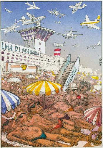 Cartoon: Holidays on airport (medium) by Rainer Ehrt tagged travel,vacation,sonne,flugreise,urlaub,ferien,holidays,holidays,ferien,urlaub,flugreise,sonne,vacation,travel