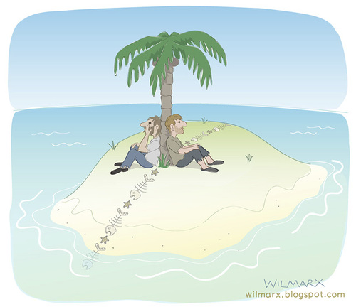 Cartoon: A deserted island two countries (medium) by Wilmarx tagged desert,island