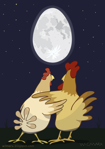 Cartoon: Gallinaceous moonlight (medium) by Wilmarx tagged moonlight,graphics,animal,love