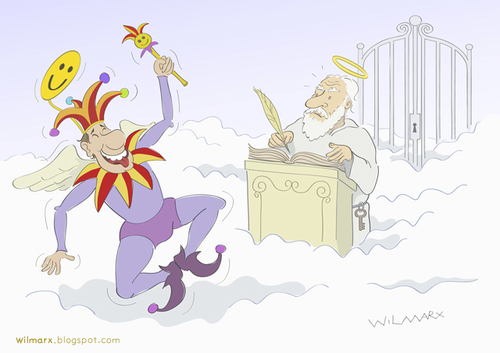 Cartoon: Jester in Heaven (medium) by Wilmarx tagged jester,st,peter,heaven,humor