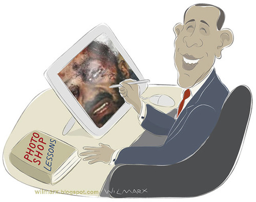 Cartoon: Obama Photoshop X Osama (medium) by Wilmarx tagged obama,laden,bin,politicians,terrorism