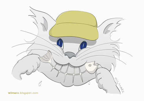 Cartoon: The Smiling Cat (medium) by Wilmarx tagged smile,cat,fish,graphics