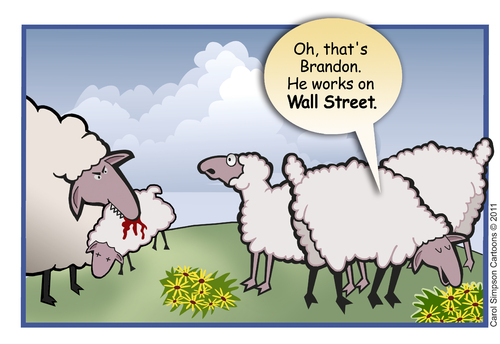 Cartoon: Animal Farm on Wall Street (medium) by carol-simpson tagged wall,street,sheep,occupy,wealth,poverty
