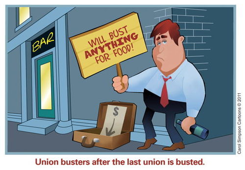 Cartoon: Unionbusters (medium) by carol-simpson tagged labor,unemployment,corporations,union,anti,unions