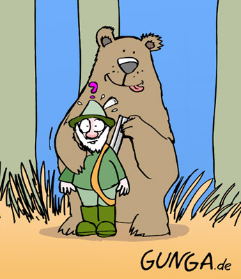 Cartoon: Überraschung (medium) by Gunga tagged bär,jäger,überraschung