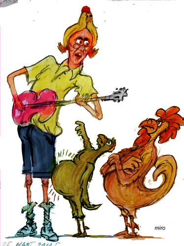 Cartoon: singer (medium) by Miro tagged song