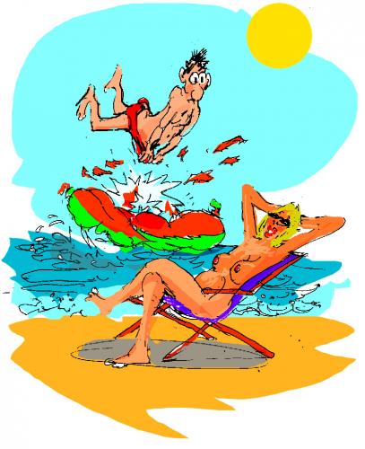 Cartoon: summer beach (medium) by Miro tagged beach,passion,summer