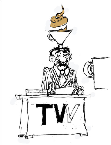 Cartoon: tv comementator (medium) by Miro tagged tv,commentator