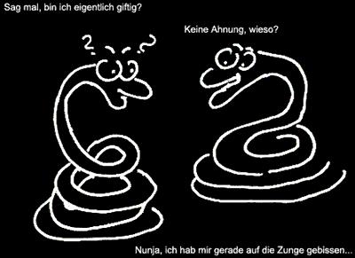 Cartoon: Schlangenbiss (medium) by Newbridge tagged schlangen,gift,biss,frage,schlangengift,tier