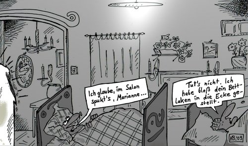 Cartoon: Ängstlich (medium) by Leichnam tagged ängstlich,angst,salon,marianne,spuk,laken,bettlaken,ecke,furcht,schlafzimmer