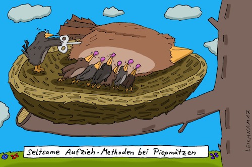 Cartoon: Auf dem Aste (medium) by Leichnam tagged auf,dem,aste,vögel,nest,säugen,ernährung,aufziehen,seltsam,methoden,piepmätze,milch,leichnam,leichnamcartoon
