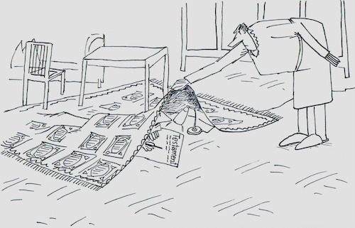 Cartoon: Aufgefunden! (medium) by Leichnam tagged aufgefunden,henry,büttner,testament,teppich,ehefrau,lampe,heimlich,wohnzimmer,schreiben,dokument
