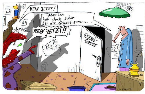 Cartoon: Befehl (medium) by Leichnam tagged befehl,rein,gattin,ehe,grusel,tür,strafe,leichnam,leichnamcartoon