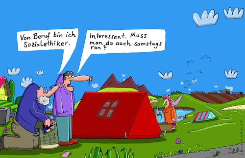 Cartoon: Beruf (medium) by Leichnam tagged beruf,sozialethiker,ethik,interessant,samstagsarbeit,leichnam,zeltplatz,leichnamcartoon