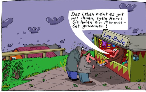 Cartoon: Betonfläche (medium) by Leichnam tagged betonfläche,murmelset,gewinn,losbude,leben,gattin,leichnam,leichnamcartoon