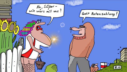 Cartoon: Bordsteinschwalbe (medium) by Leichnam tagged bordsteinschwalbe,hure,preis,ratenzahlung,süßer,prostitution