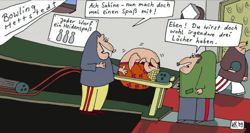 Cartoon: Bowling (medium) by Leichnam tagged bowling,kegeln,sabine,spaß,spaßbremse,spaßverderber