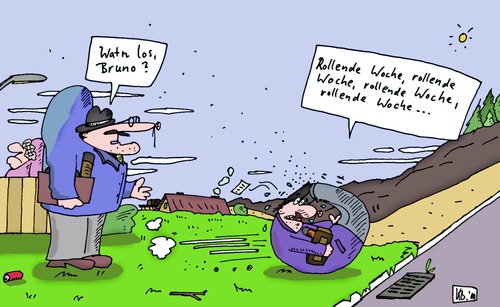 Cartoon: Bruno (medium) by Leichnam tagged bruno,woche,arbeitswelt,rollend,maloche,strecke,arbeitsweg,leichnam