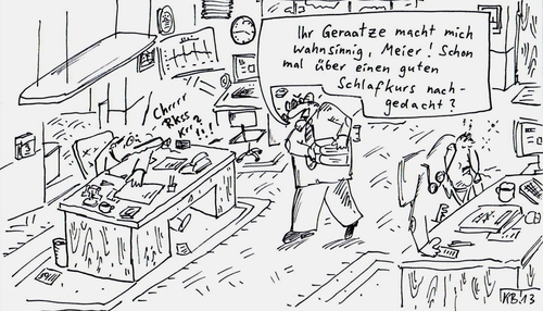 Cartoon: Büro Büro ... (medium) by Leichnam tagged büro,boss,chef,vorgesetzter,untergebener,schlafen,lehrgang,geraatze,schnarchen,beamter